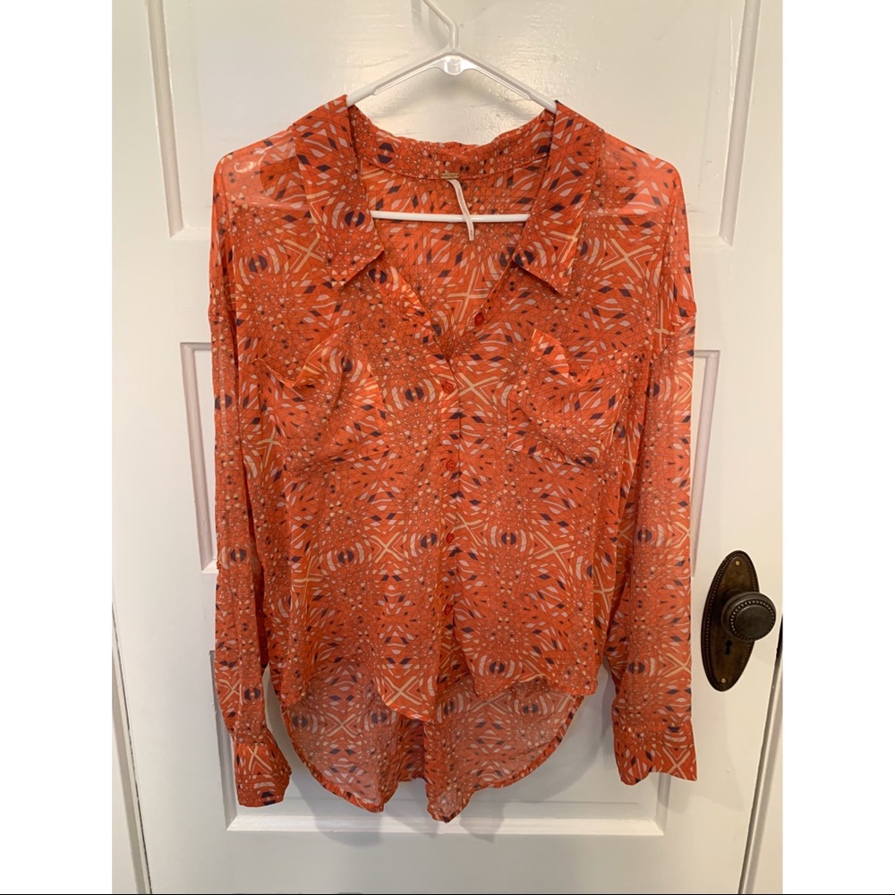 Free People Chiffon sheer shirt